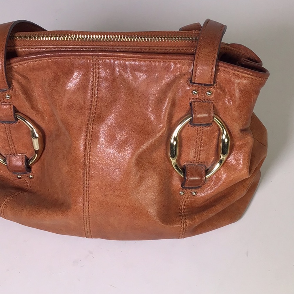 B MAKOWSKY Women’s Leather Satchel Purse Multiple Compartments Gold HardwareSiz